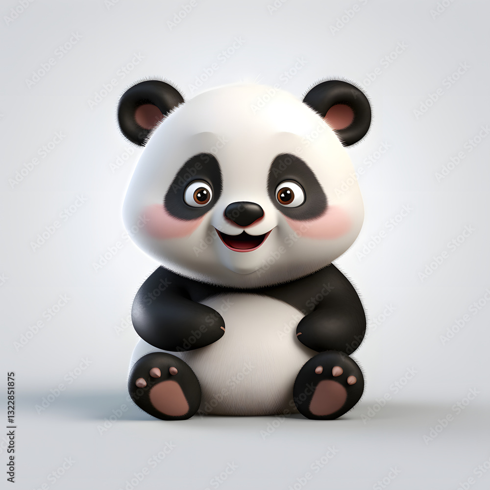 Digital technology 3d cute panda icon Digital technology 3d cute panda icon