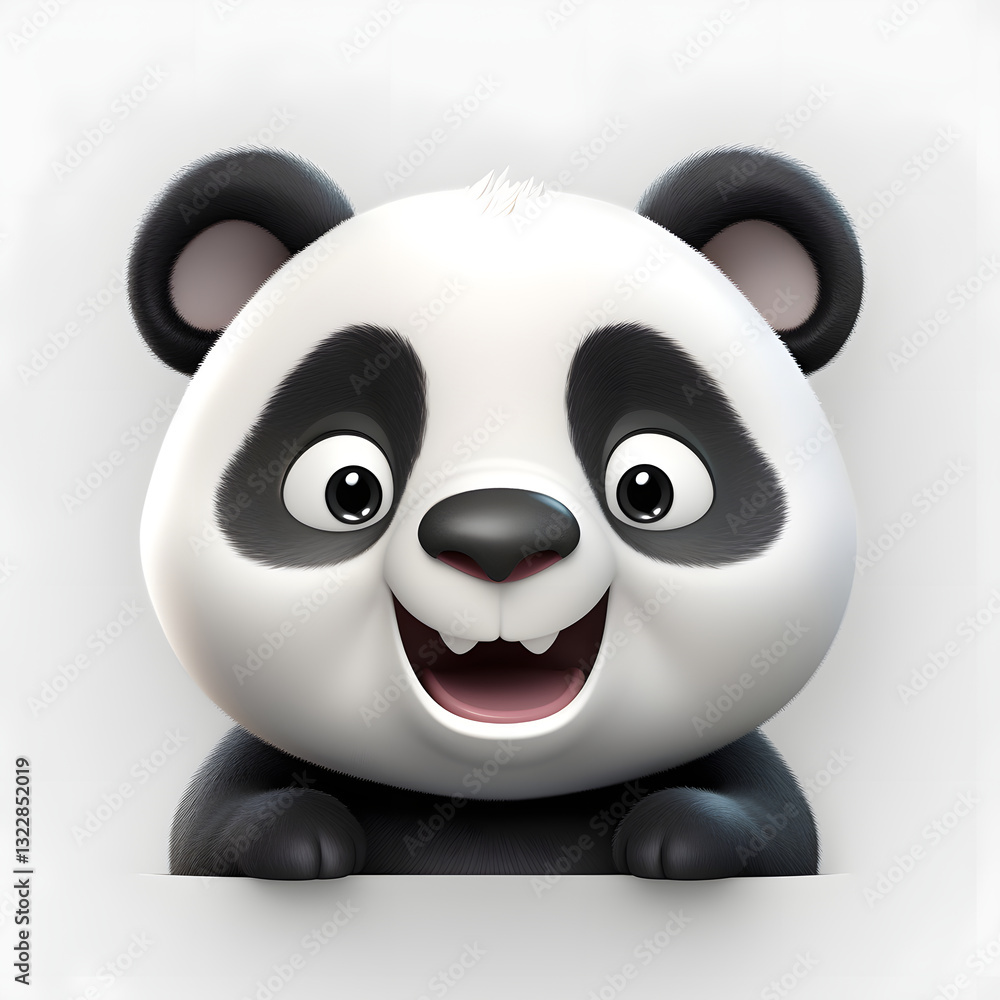 Naklejka premium Digital technology 3d cute panda icon