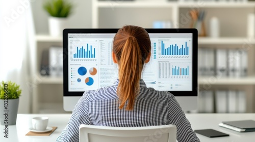 Data Engineer concept. Experienced data analyst reviewing comprehensive financial analytics dashboard on dual computer screens