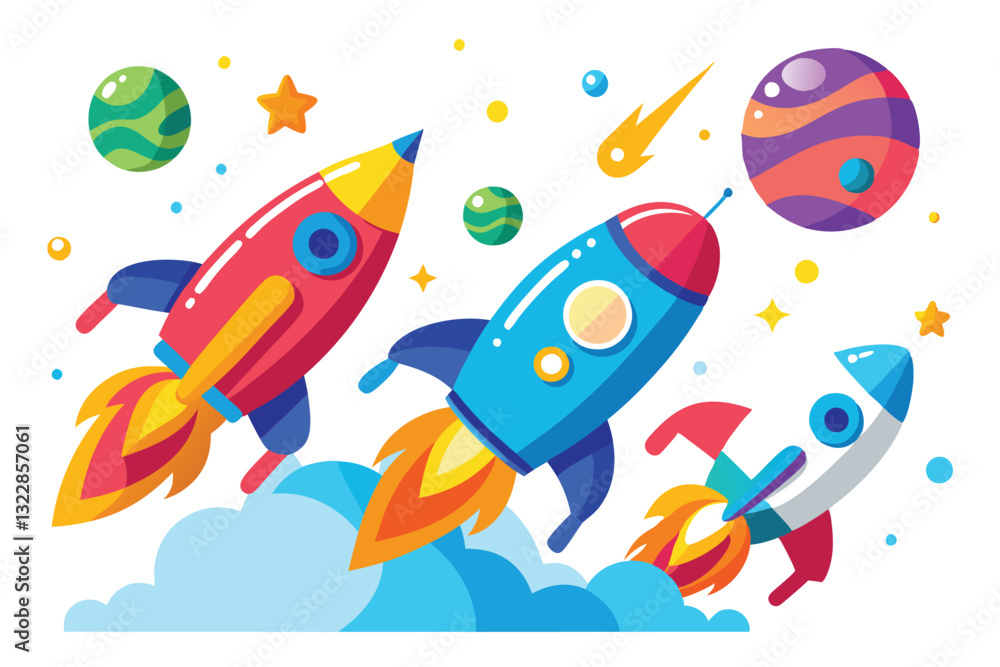 Space rocket flying upwards vector illustration Space rocket flying upwards vector illustration