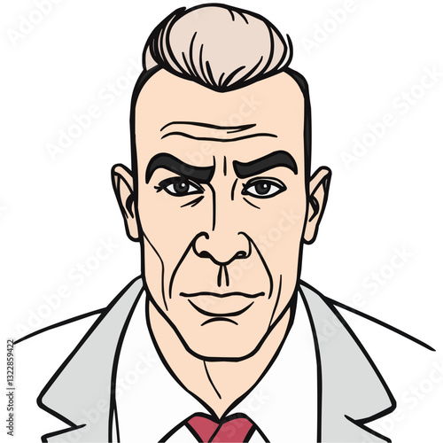 serious man, vector illustration