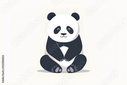 panda sitting calmly on a pure white background