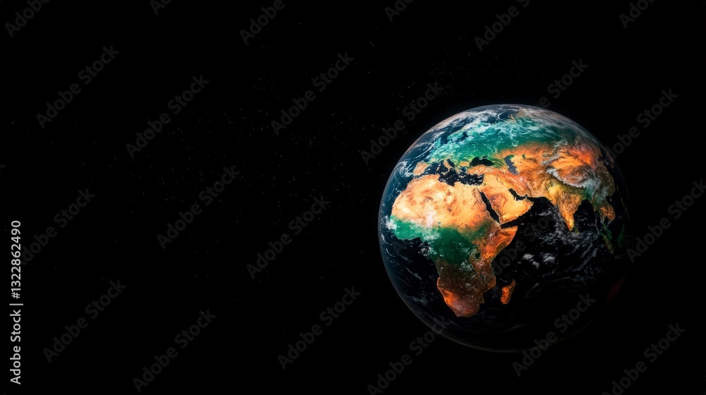 Fototapeta premium Stunning 3D Globe Earth Continents Oceans High Resolution Space Background