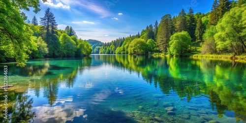 Serene lake with crystal clear water ripples