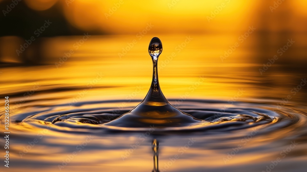 Golden Hour Water Drop: A Symphony of Tranquility Golden Hour Water Drop: A Symphony of Tranquility