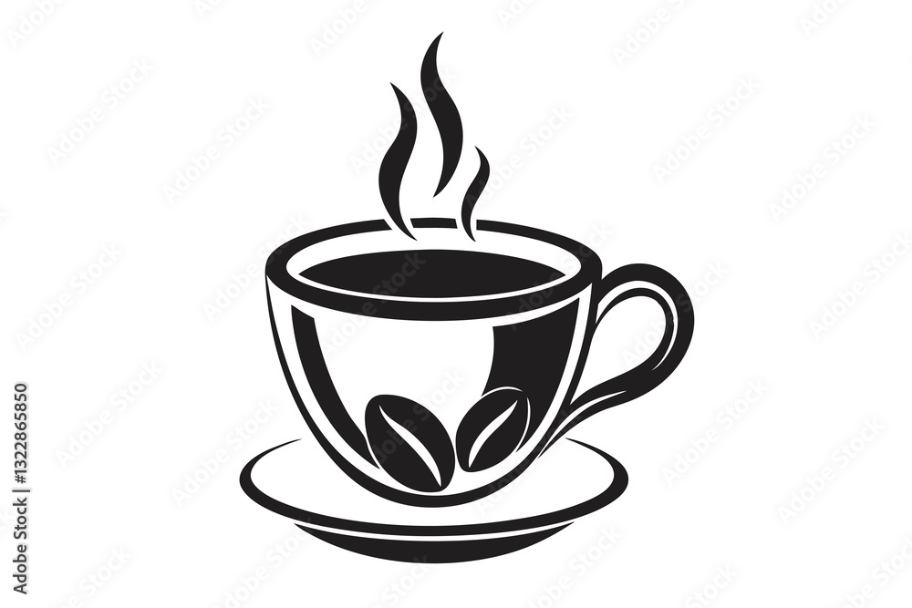 Steaming Coffee Cup Silhouette A Moment of Warmth black vactor Steaming Coffee Cup Silhouette A Moment of Warmth black vactor