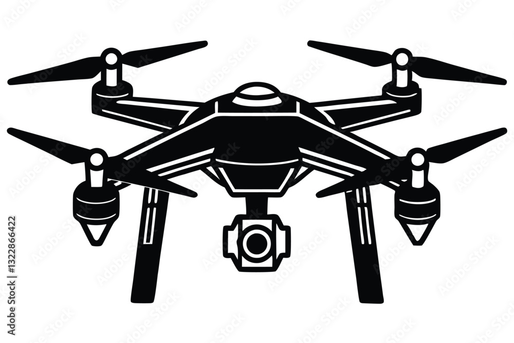 Drone silhouette vector illustration on a white background Drone silhouette vector illustration on a white background