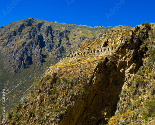 The Andes Mountains Contain Many windowed dwellings on mountains