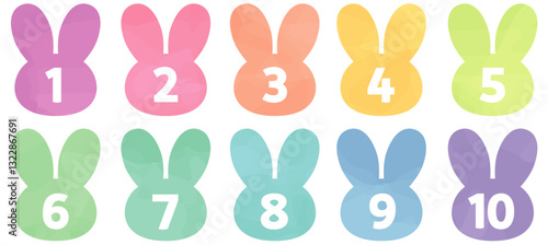 動物アイコンの数字_水彩風_うさぎ
