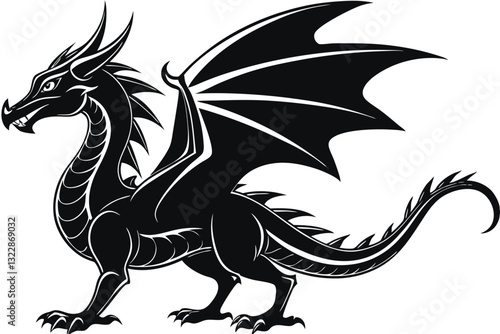 set of silhouette dragon, isolated vector