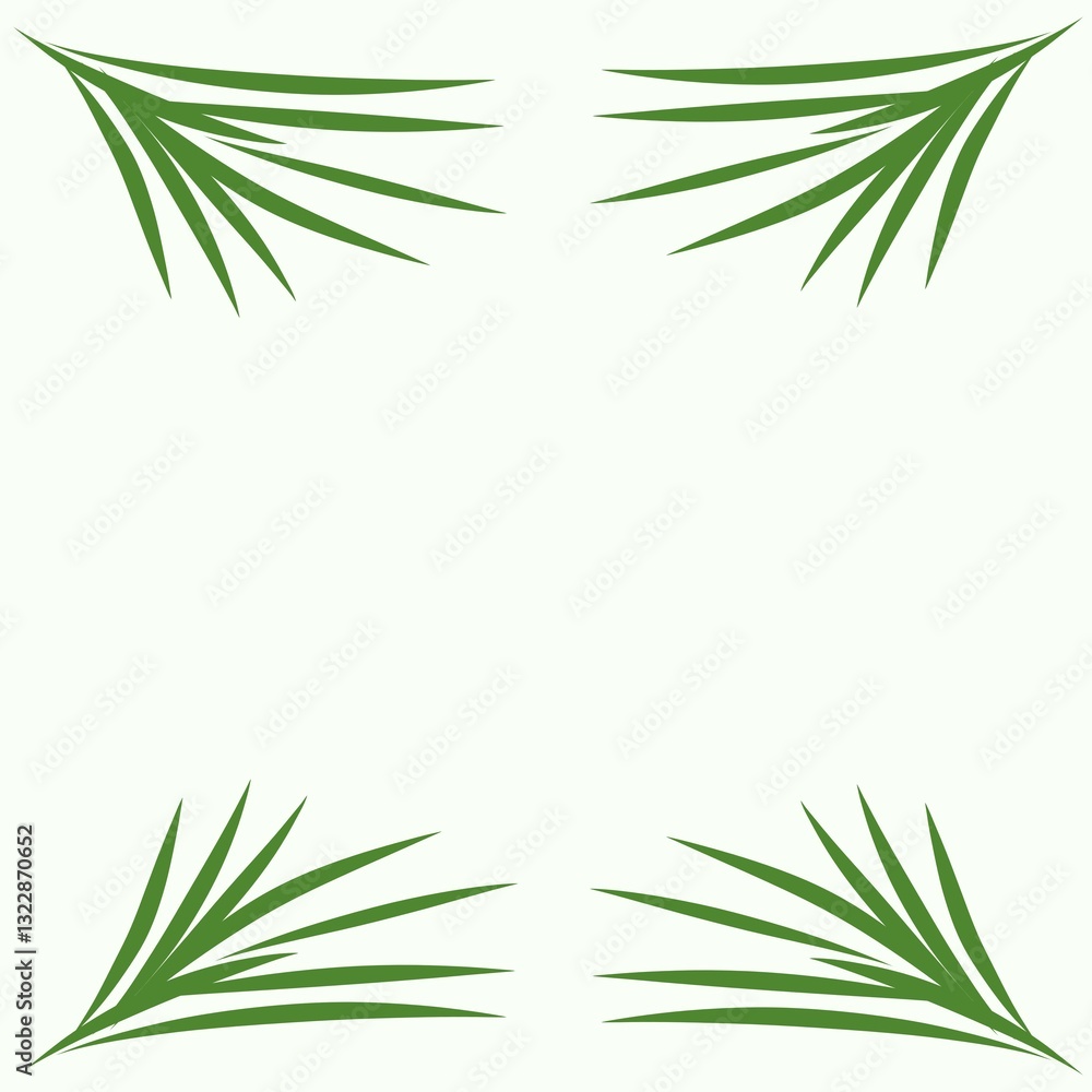 Obraz premium bamboo leaves frame. White background. Suitable as element logo design, card, wedding invitation