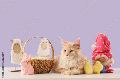 Cute Maine Coon cat with Ea...