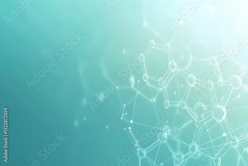 Abstract teal background with interconnected molecules; perfect for science, technology, or medical concepts.