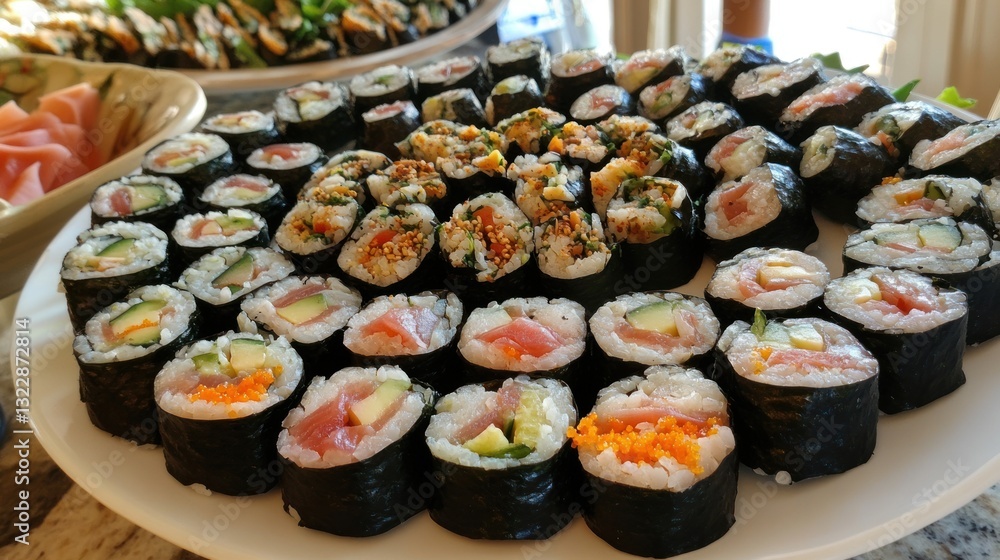 A Delicious Array of Sushi Rolls A Delicious Array of Sushi Rolls