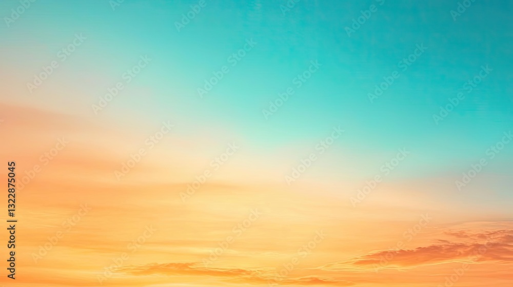 Obraz premium Aerial landscape abstract background concept. A serene gradient sky transitioning from orange to soft blue hues at dusk.