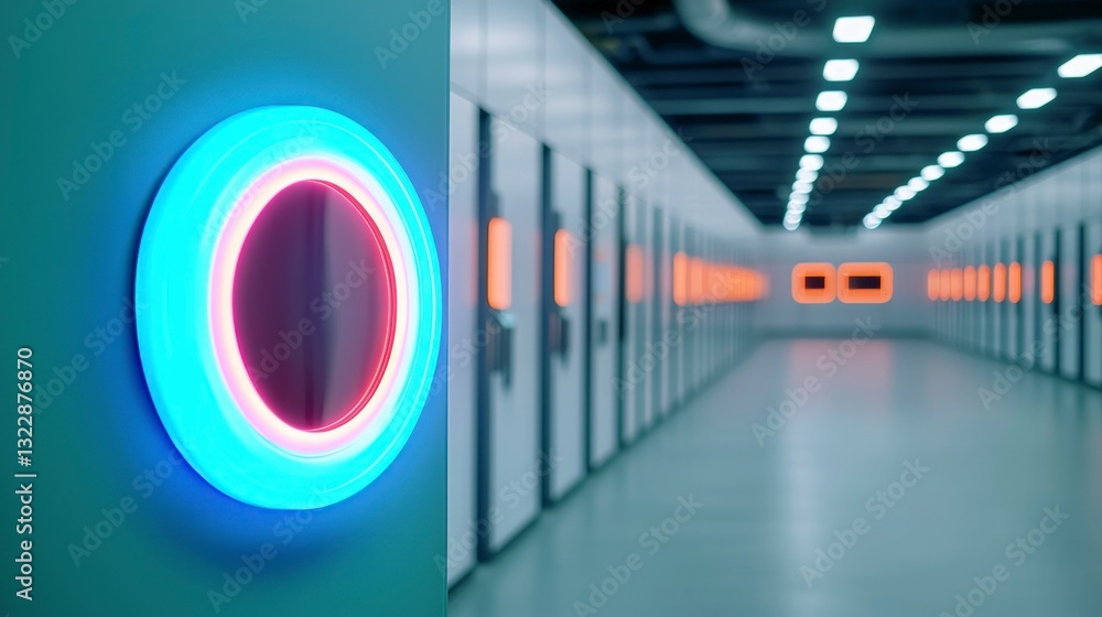 Futuristic Neon Sign Tech Corridor Innovation Leadership Academy Futuristic Neon Sign Tech Corridor Innovation Leadership Academy