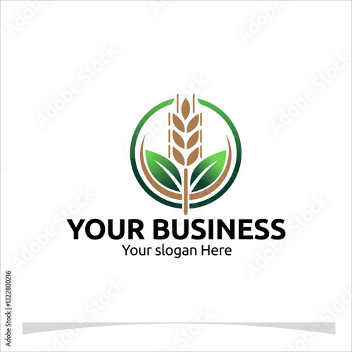 Wallpaper Mural A sleek logo showcasing a single wheat stalk crossed with a green leaf in the center for your business Torontodigital.ca