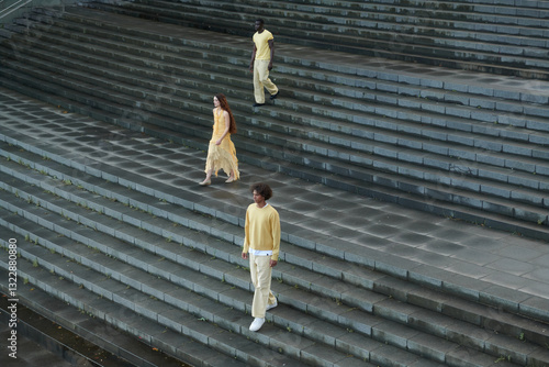 Calm Brunette Models In Yellow clothing