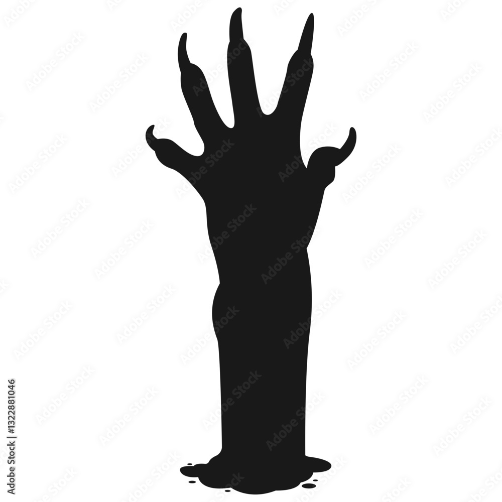 Zombie Hand Silhouette on White Background. Flat Vector Illustration. Zombie Hand Silhouette on White Background. Flat Vector Illustration.
