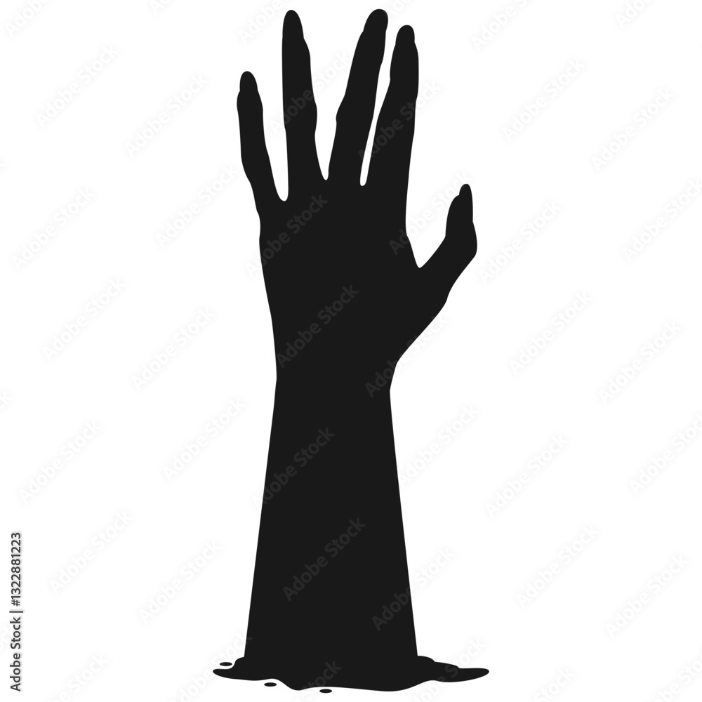 Zombie Hand Silhouette on White Background. Flat Vector Illustration. Zombie Hand Silhouette on White Background. Flat Vector Illustration.