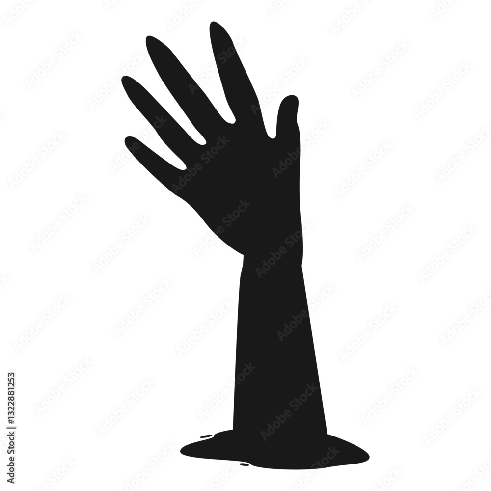Zombie Hand Silhouette on White Background. Flat Vector Illustration. Zombie Hand Silhouette on White Background. Flat Vector Illustration.