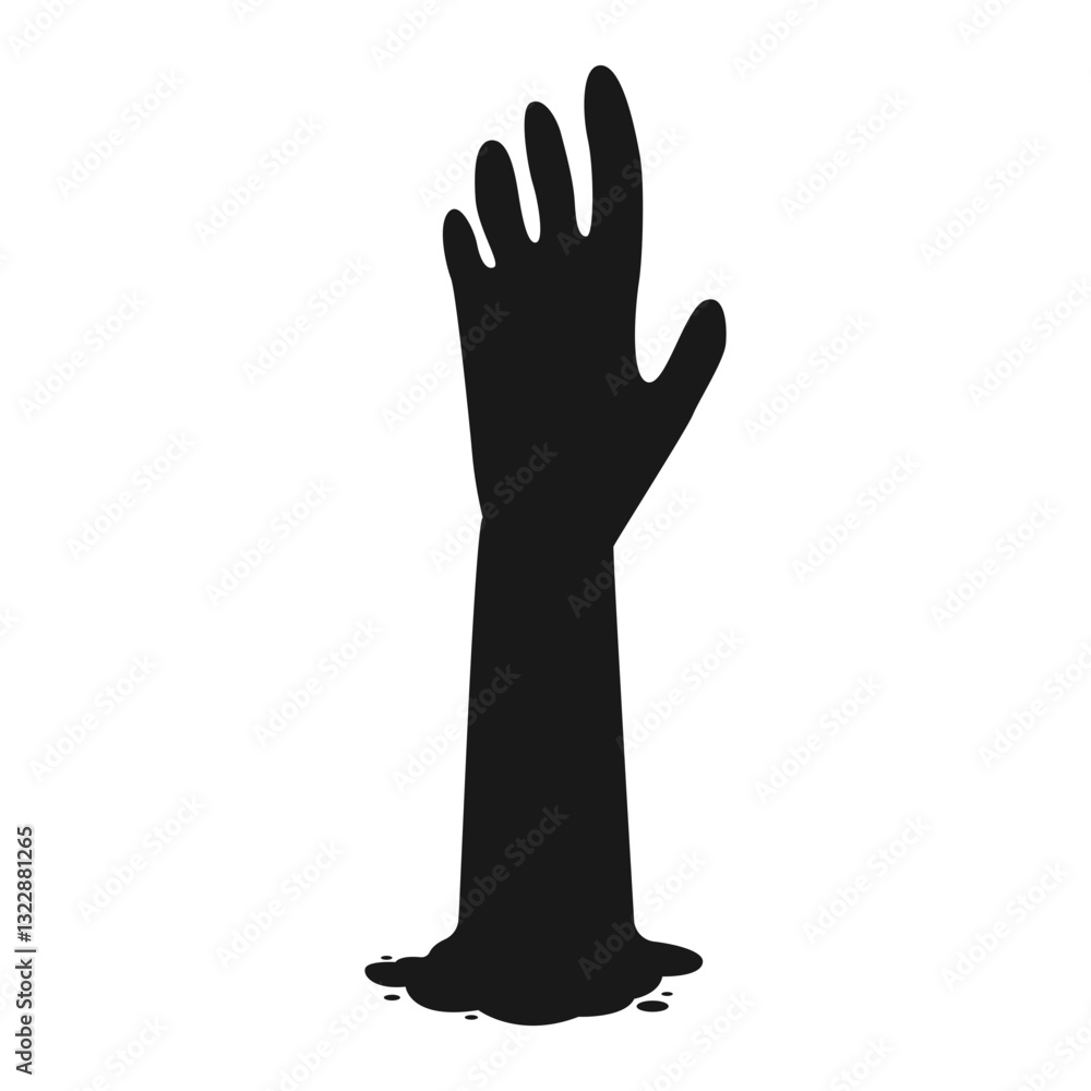 Zombie Hand Silhouette on White Background. Flat Vector Illustration. Zombie Hand Silhouette on White Background. Flat Vector Illustration.