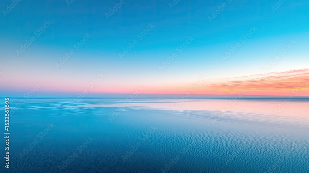 Obraz premium Aerial landscape abstract background concept. A serene view of a calm sea reflecting a colorful sky at sunset.