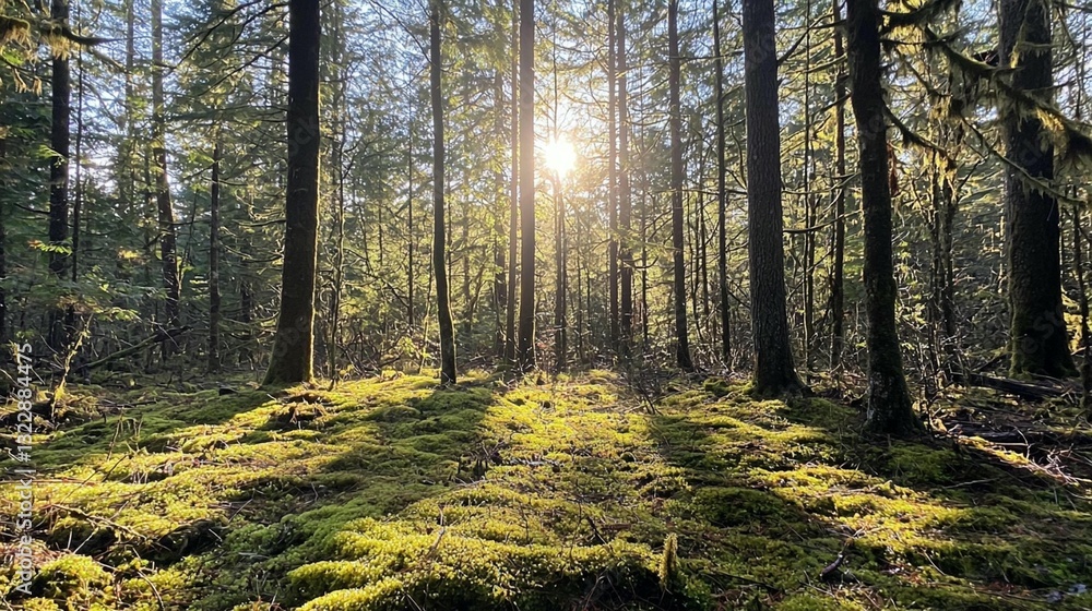 Fototapeta premium Sunlit Mossy Forest