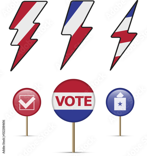 Vote place pin sign badge. Location of the polling station. 3D realistic vector illustration isolated on white.