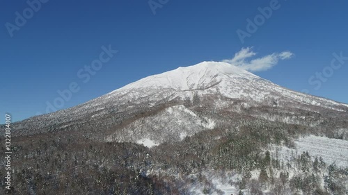 冬の羊蹄山　ドローン空撮