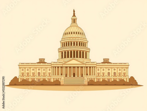 The United States Capitol building illustrated against a plain light backdrop