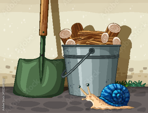 Garden Tools and Snail Encounter