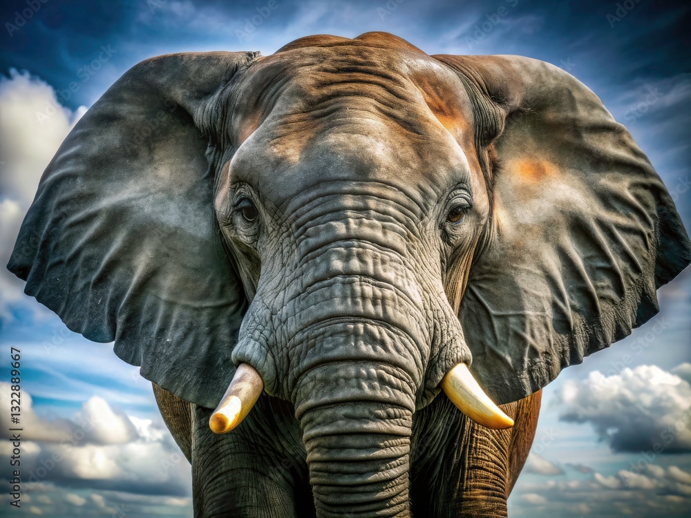 Fototapeta premium Majestic Elephant Portrait, Isolated Animal Photography, Wildlife Image, Elephant Background, Stock Photo, Digital Art