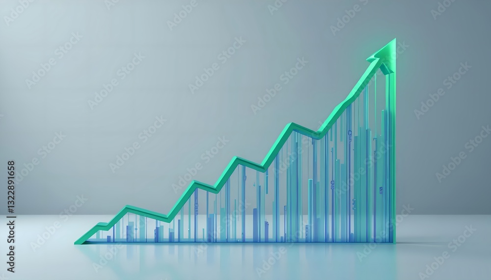 3D rendering of a vibrant upward trending graph, symbolizing growth, progress, and success in business and finance. 3D rendering of a vibrant upward trending graph, symbolizing growth, progress, and success in business and finance.