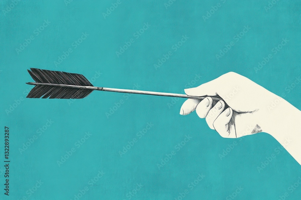 Holding Arrow Illustration with Blue Background for Target Marketing Success Holding Arrow Illustration with Blue Background for Target Marketing Success