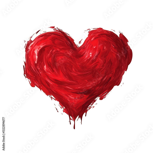Red heart illustrations with brush stroke, cut out. Creative love concept for greeting cards, wedding design, and romantic projects