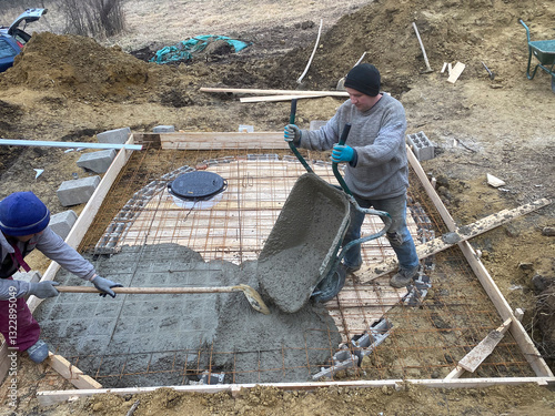Building a septic tank.