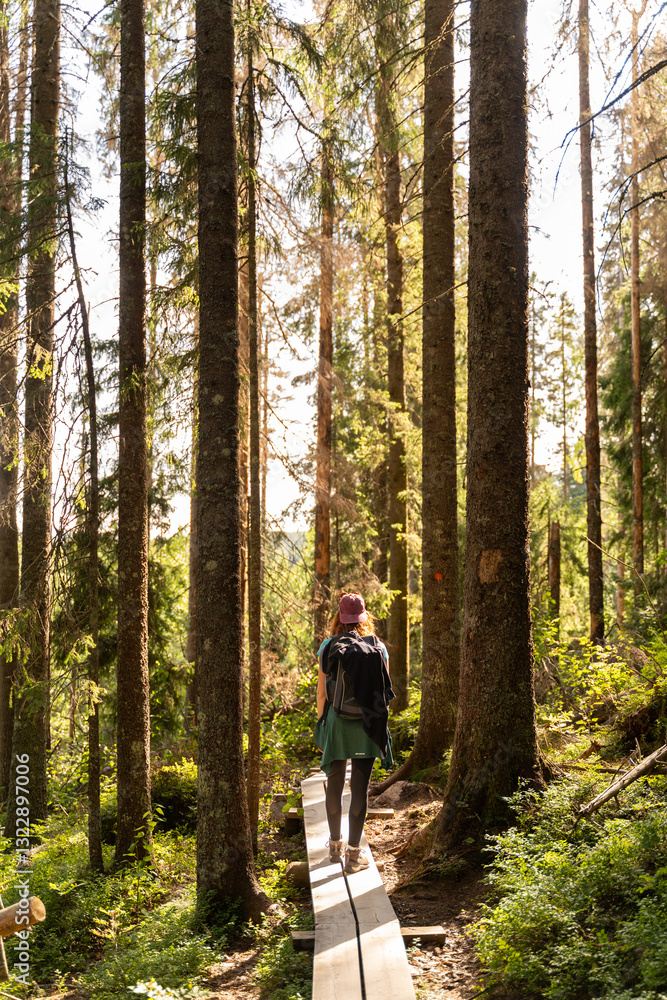 Woman on Wooden Path Woman on Wooden Path