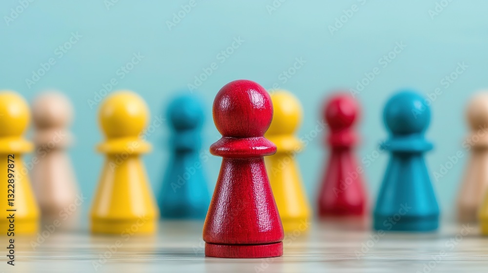 Strategic game of business red pawn at the center boardroom setup digital art dynamic background close-up view Strategic game of business red pawn at the center boardroom setup digital art dynamic background close-up view