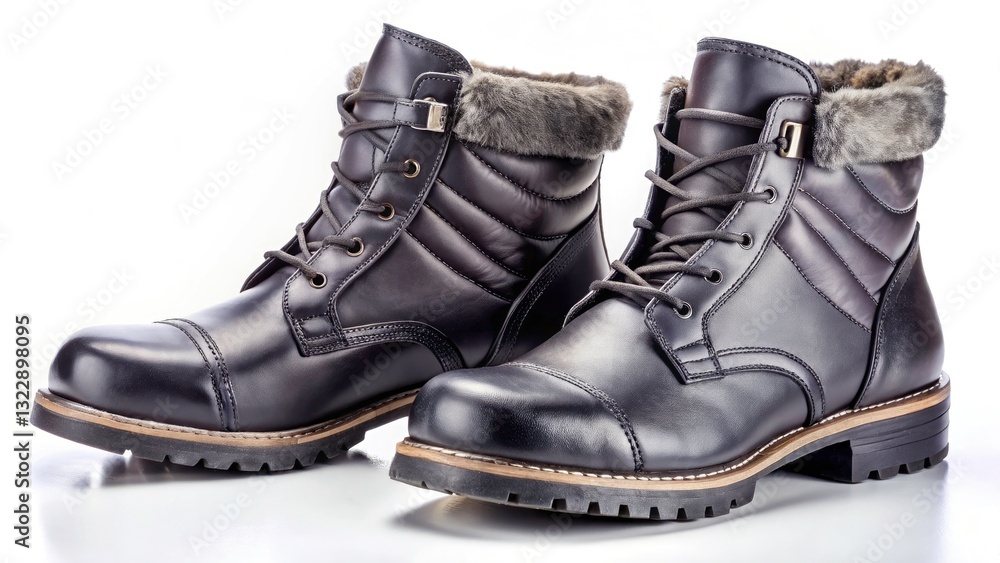 Stylish Black Winter Insulated Leather Boots Mockup for Footwear Enthusiasts and Fashion Lovers Stylish Black Winter Insulated Leather Boots Mockup for Footwear Enthusiasts and Fashion Lovers