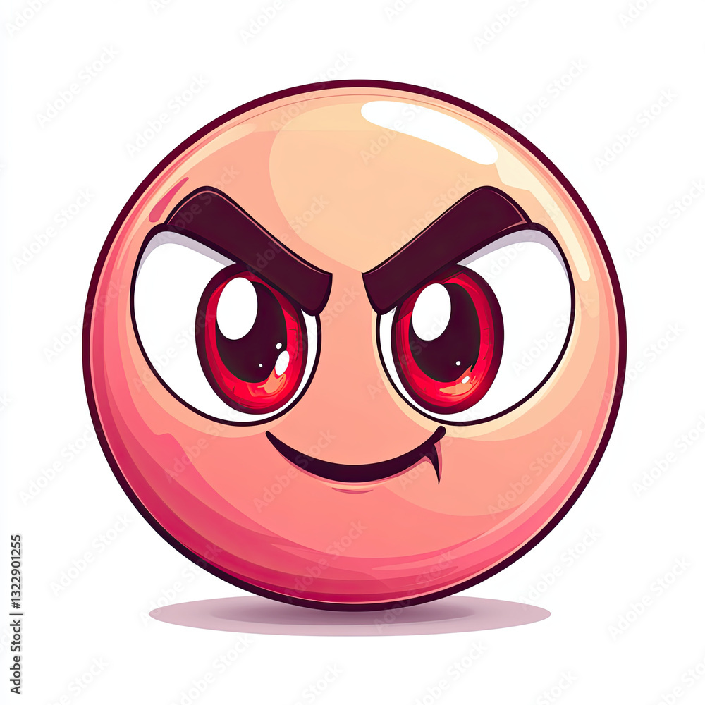 Angry cartoon emoji with red eyes and mischievous expression Angry cartoon emoji with red eyes and mischievous expression