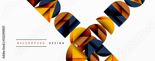 Abstract geometric pattern with intersecting circles and triangles in gradients. The high-contrast composition creates depth and a dynamic, modern aesthetic