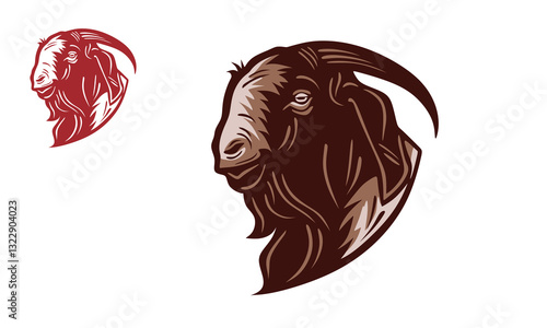 great boer goat logo silhouette of strong and healthy ram face vector illustrations