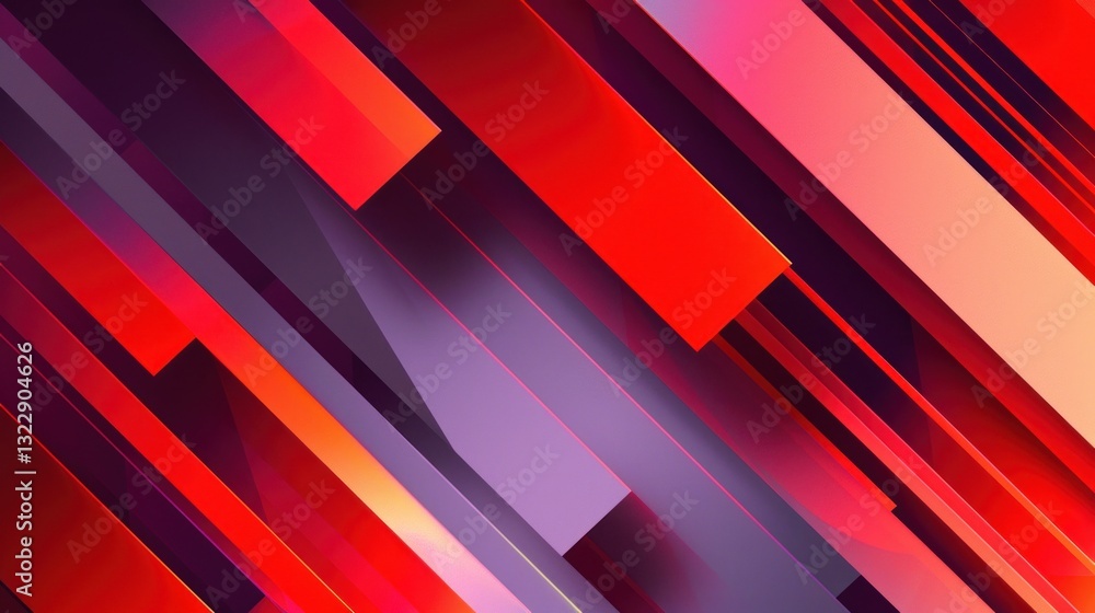 Vibrant abstract composition of diagonal stripes in red hues