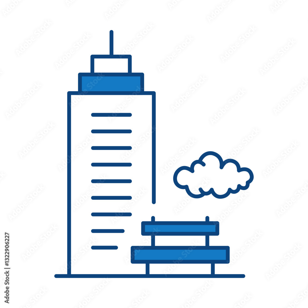 Buildings Blue Line Editable Stroke Icon. Real Estate, House, Home, Apartment, Condominium, Hotel, Mall, City, Cityscape, Town, Downtown, Museum, Architecture Buildings Icons Vector Illustration Buildings Blue Line Editable Stroke Icon. Real Estate, House, Home, Apartment, Condominium, Hotel, Mall, City, Cityscape, Town, Downtown, Museum, Architecture Buildings Icons Vector Illustration