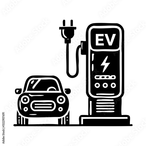 Electric vehicle charging station illustration