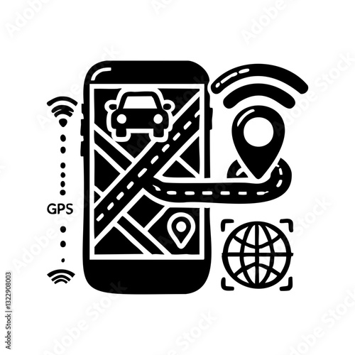 GPS navigation and location tracking concept