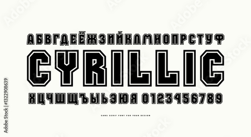 Bold face cyrillic sans serif font in the sport style contour.eps