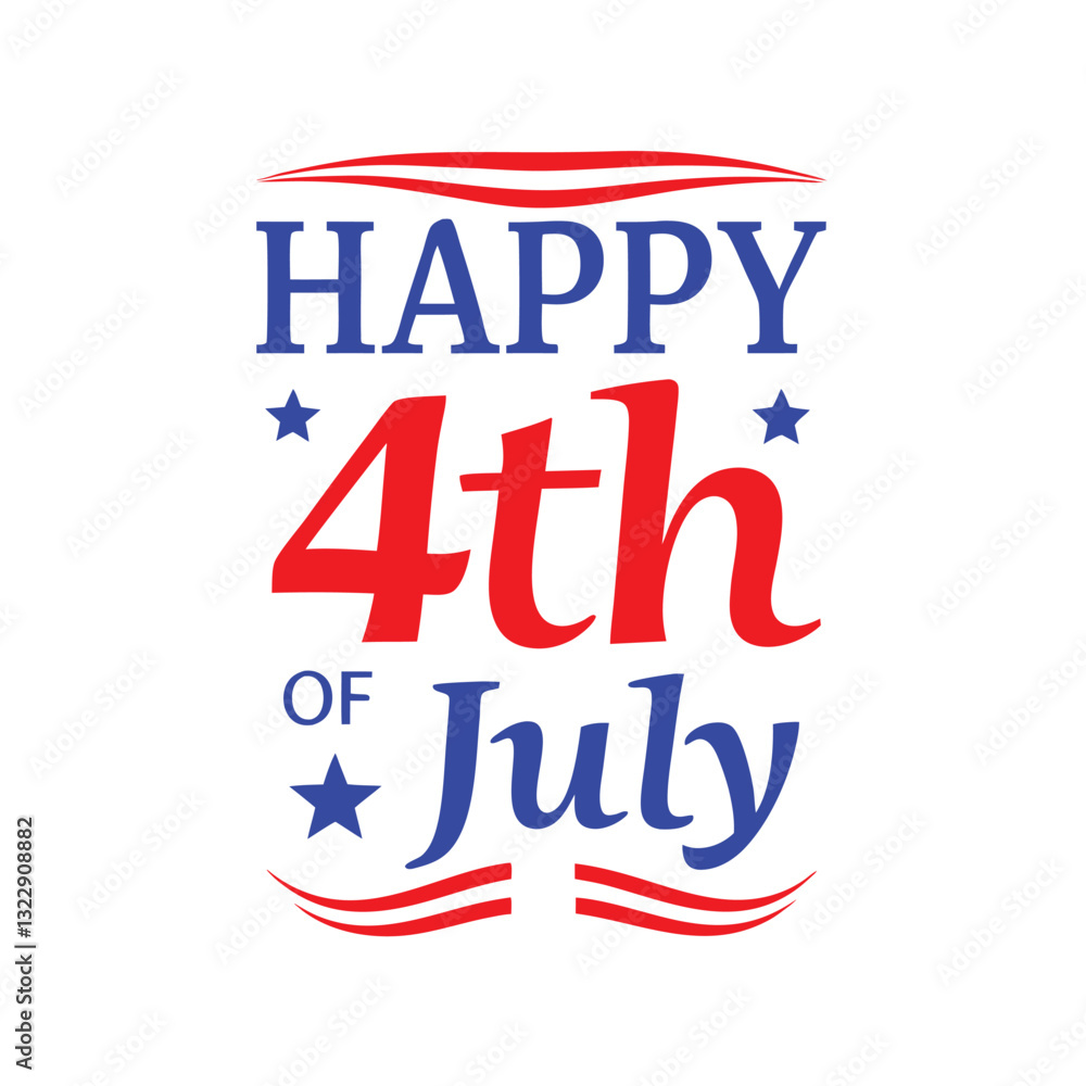 4th of July Typography Vector | Minimalist Text and Letter Design for Independence Day 4th of July Typography Vector | Minimalist Text and Letter Design for Independence Day