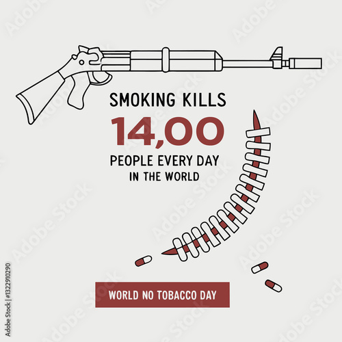 World no tobacco day-Smoking kills 14,000 people every day in the world. 3d cigarettes as AK-47 gun shape tobacco day concept.